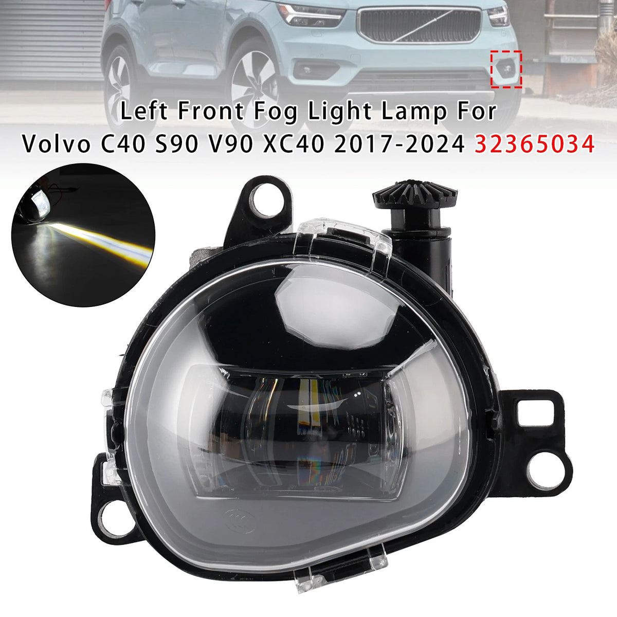 Left Front Fog Light Lamp for Volvo C40 S90 V90 XC40 (2017–2024) 32365034, 32228794