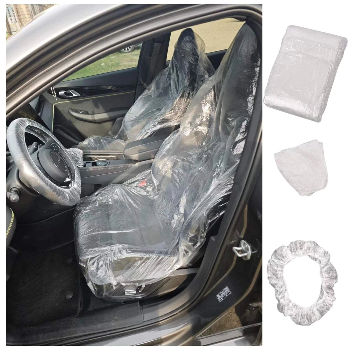 300Pcs Disposable Car Seat Covers for Universal Fit (Clear Plastic)