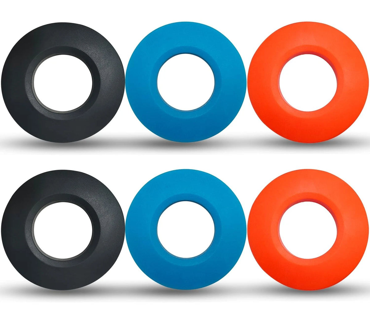 Set of 6 Rubber Kayak Paddle Drip Rings - Black/Blue/Orange