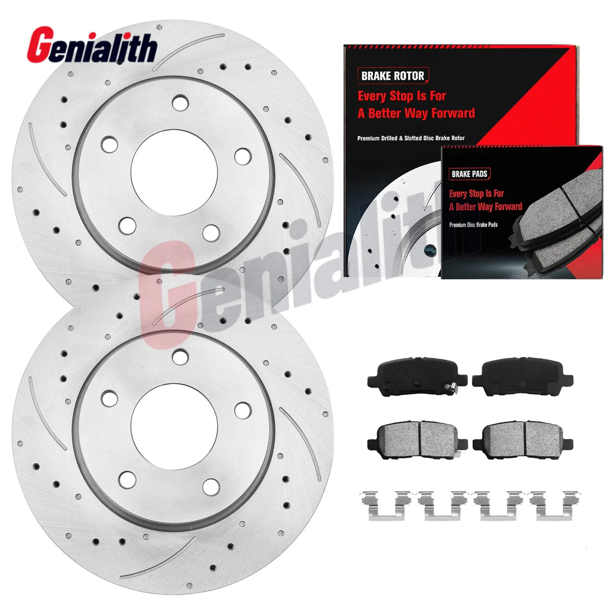 Rear Drilled Disc Rotors & Ceramic Brake Pads for Buick Allure, Impala, LaCrosse (2005–2016)