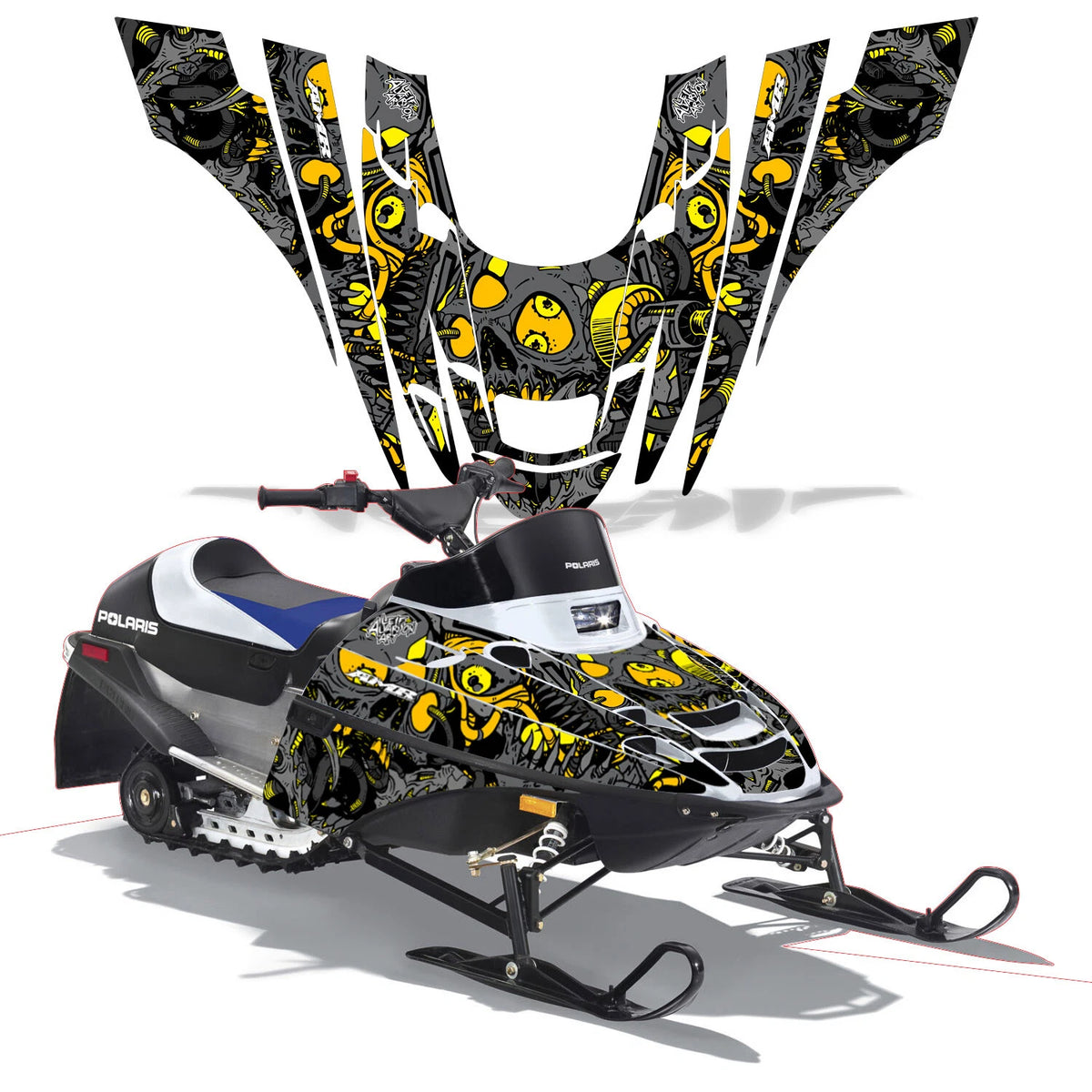 Full Graphics Kit Decal for Polaris XC 120 (2000–2020) TUNE IN YELLOW
