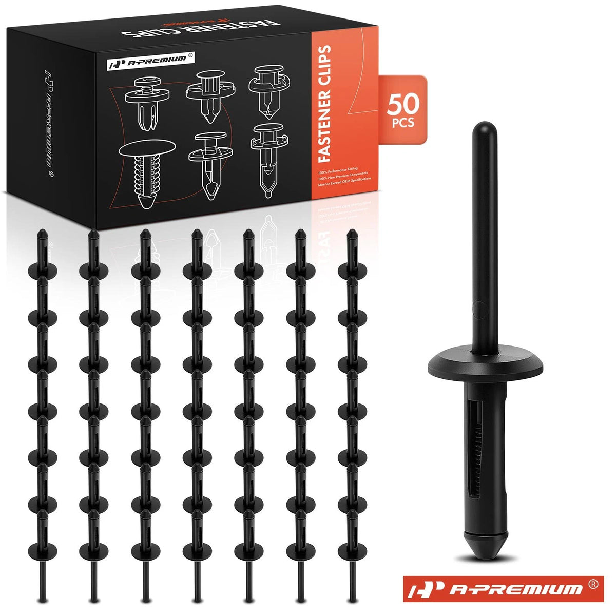Set of 50 Nylon Black Blind Rivets for Dodge (6500898, 13755)
