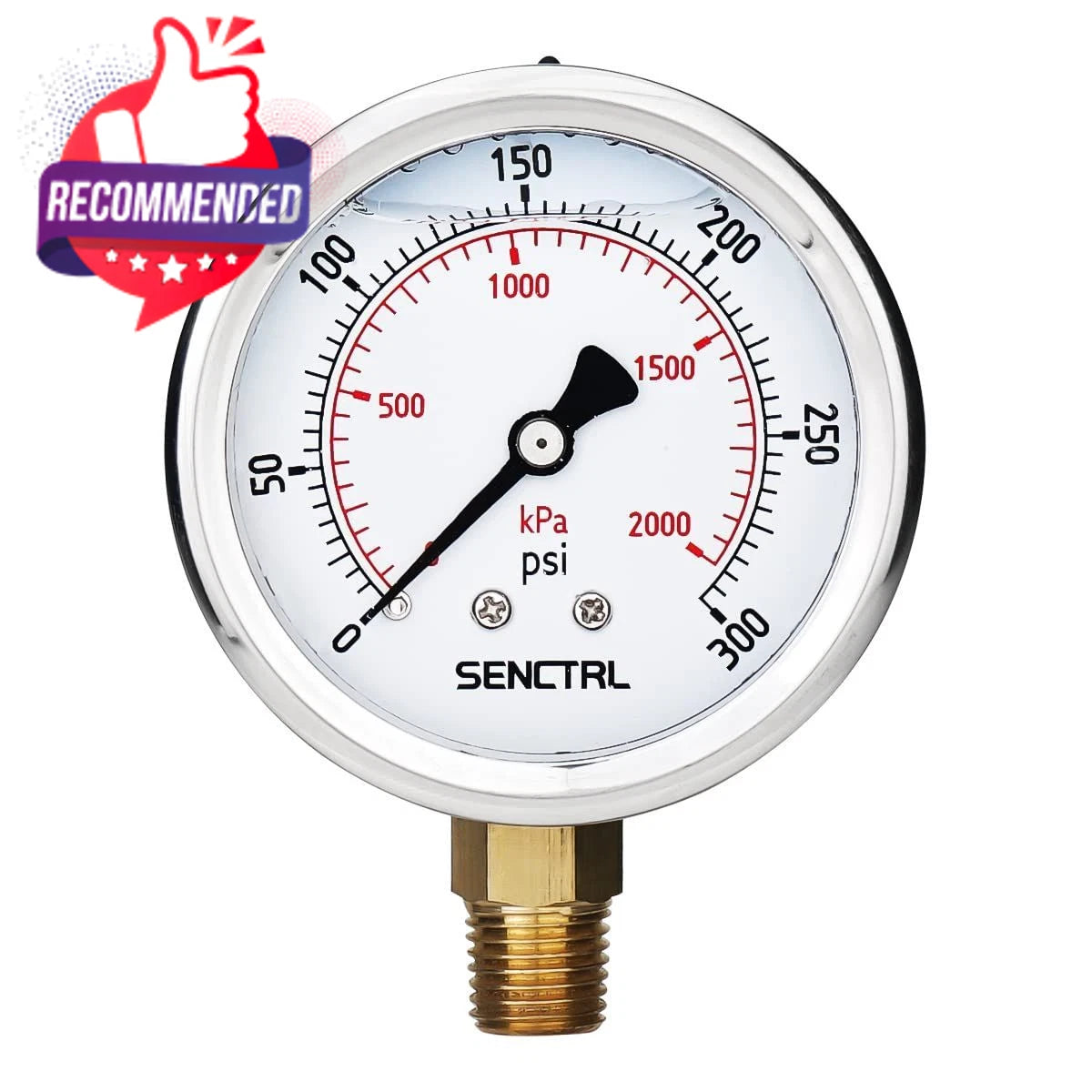 2.5" Dial Liquid Filled Glycerin Pressure Gauge 300 PSI for