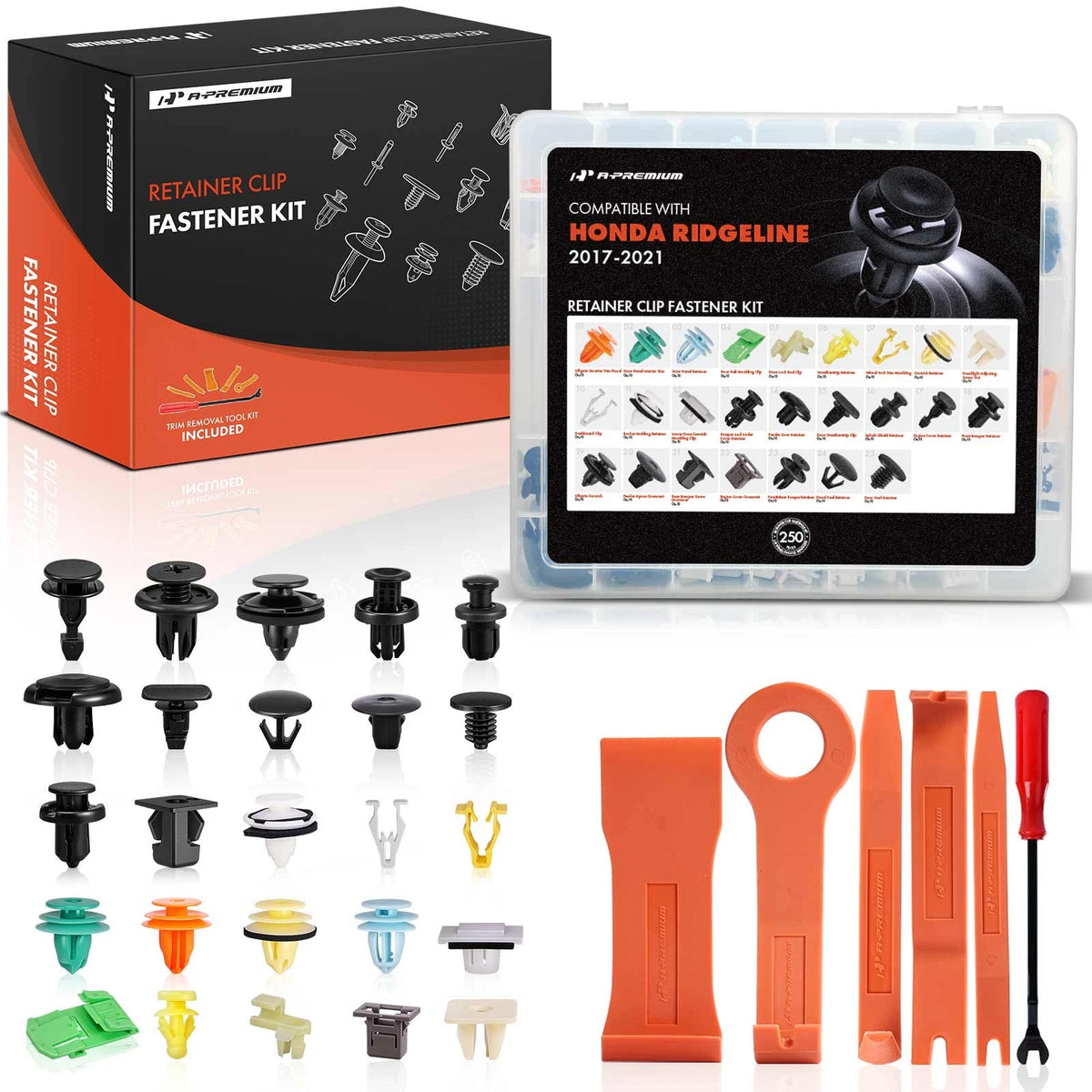 250Pcs Trim Clip Retainer Fastener Kit for Honda Ridgeline (2017–2021)