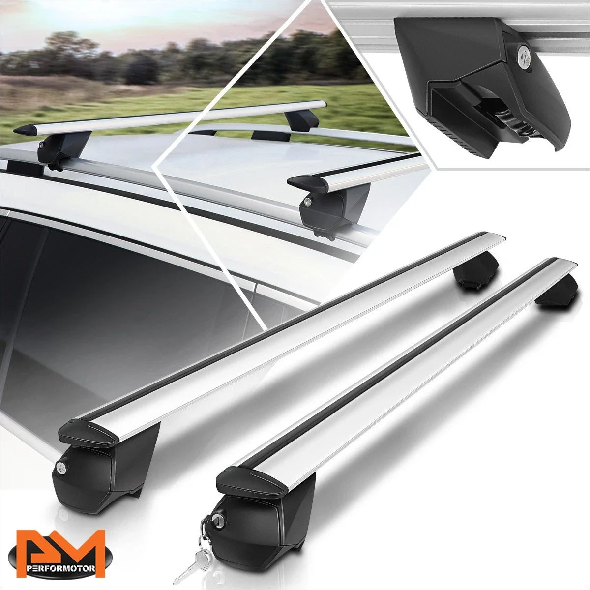 2X Aluminum Roof Rack Cross Bars for J2 (49", Adjustable, Cargo Carrier)
