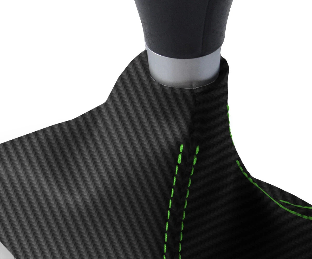 Manual Shift Boot Cover for Toyota Celica (2000–2005) Carbon Fiber Green Stitch