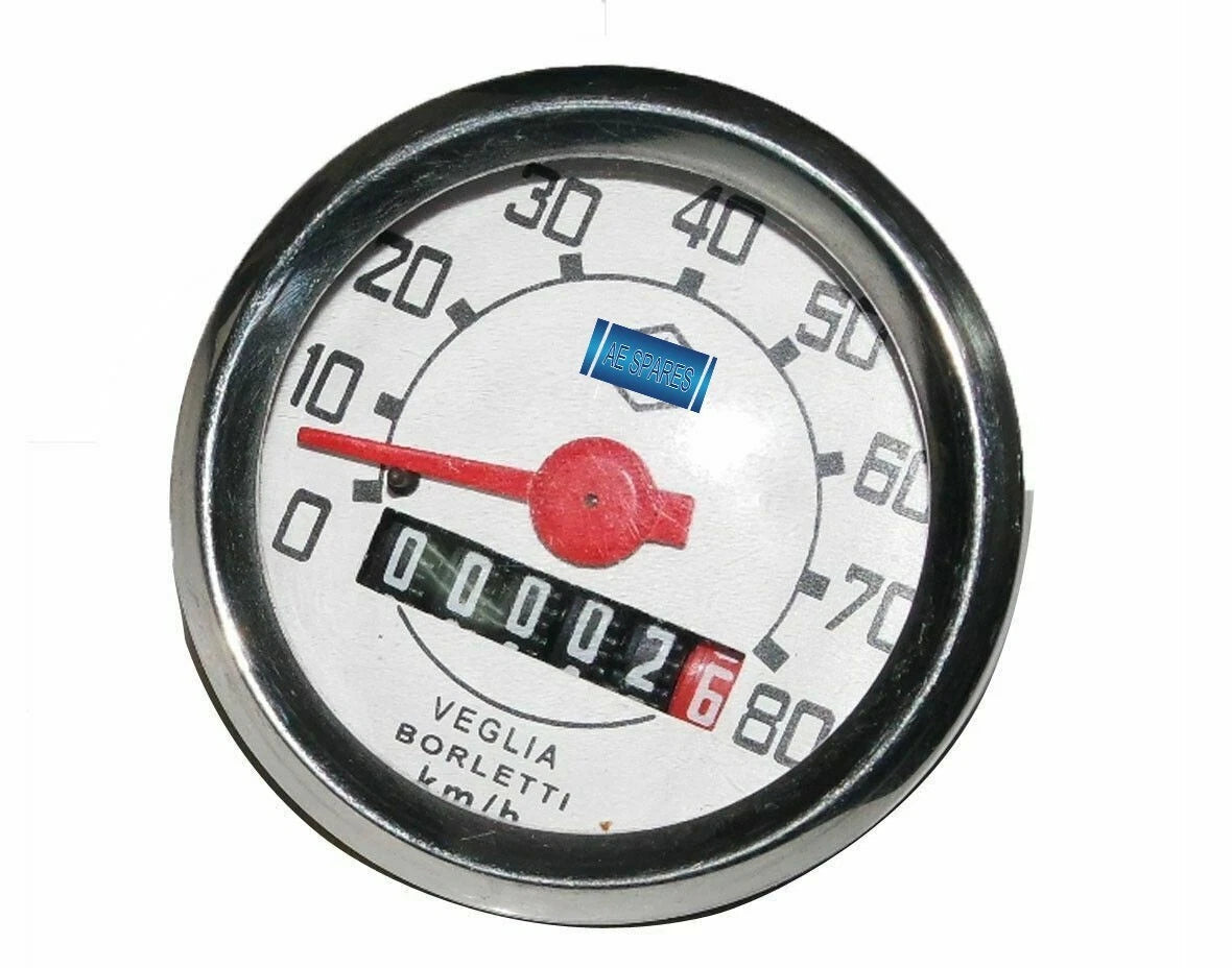 White Face Speedometer for Vespa V50 V90 V100 (80 Kph)