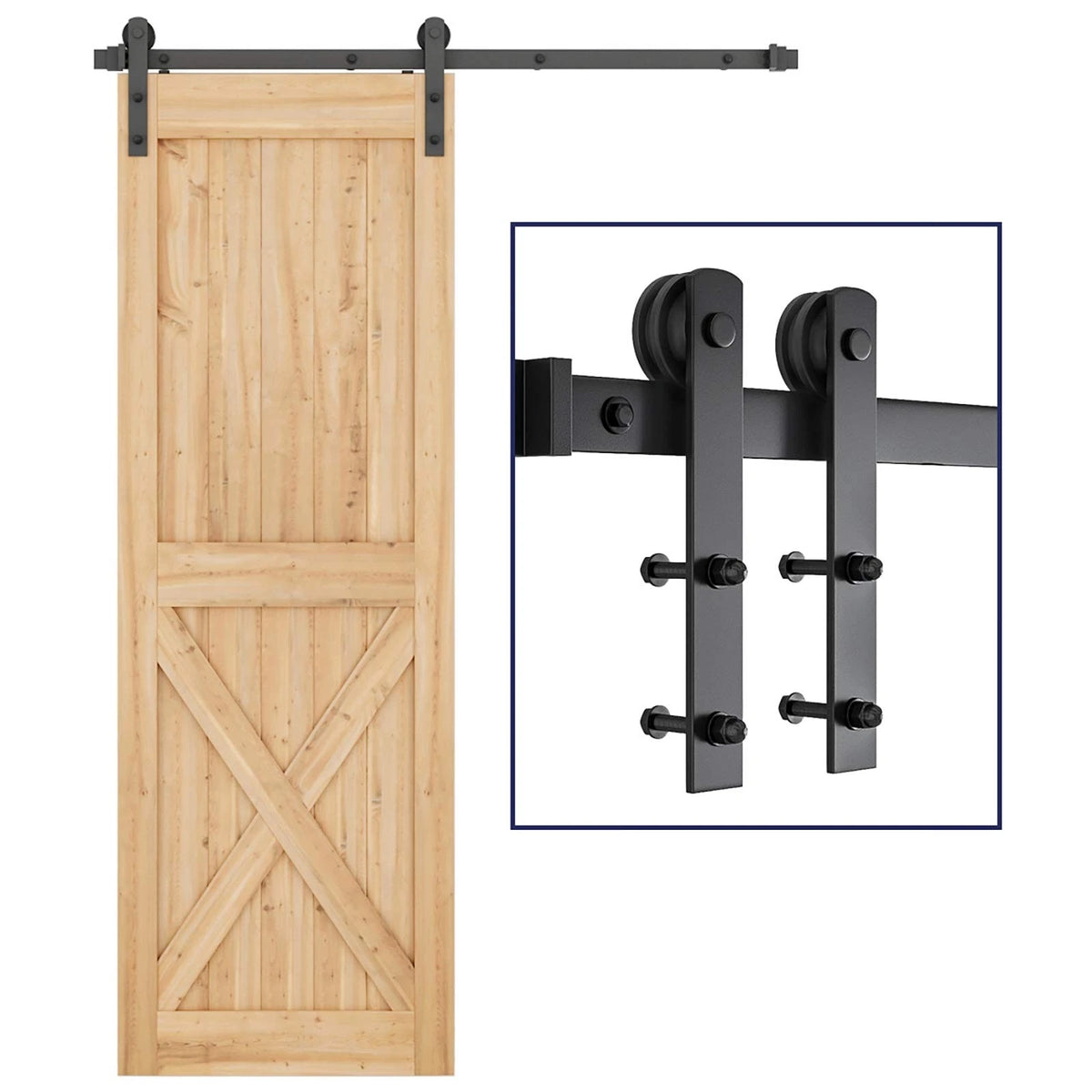 5ft Heavy Duty Barn Door Hardware Kit Sliding Track I Shape Hanger