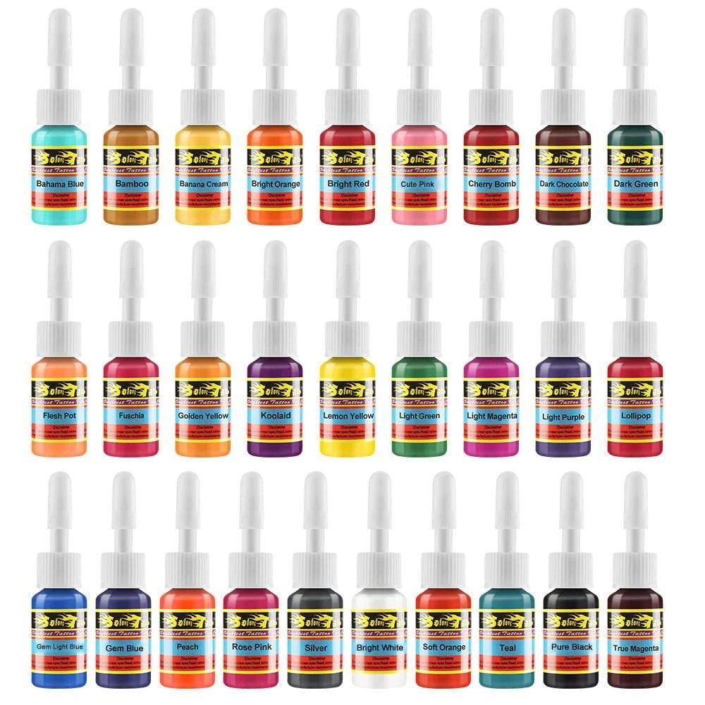 Tattoo Ink Set 28 Colors Pigment Kit 1/6oz (5ml)