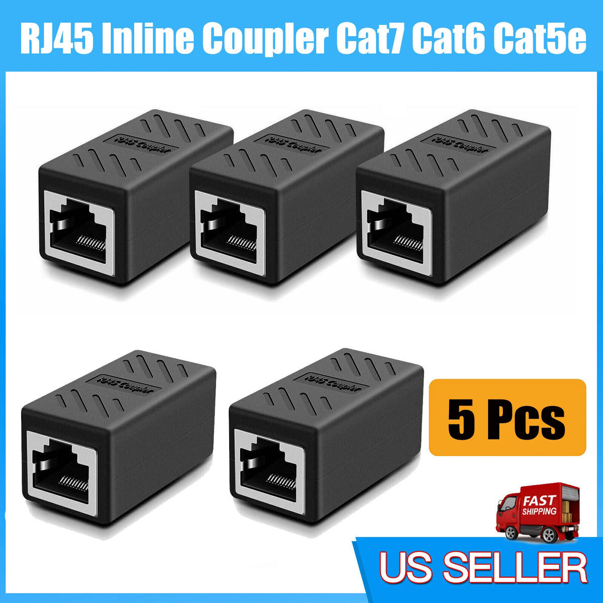 Set of 5 RJ45 Inline Couplers for Cat6/Cat5e Ethernet Cable Extender