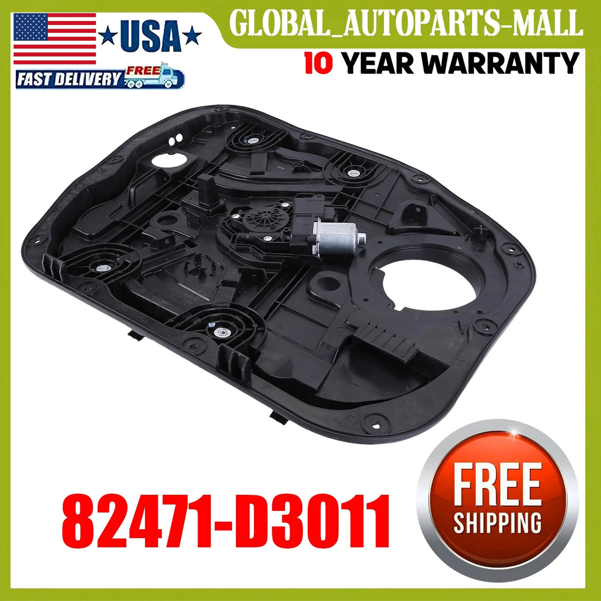 Front Left Driver Window Regulator for Hyundai Tucson (2016–2021) TOPWRHY011, 82471-D3011