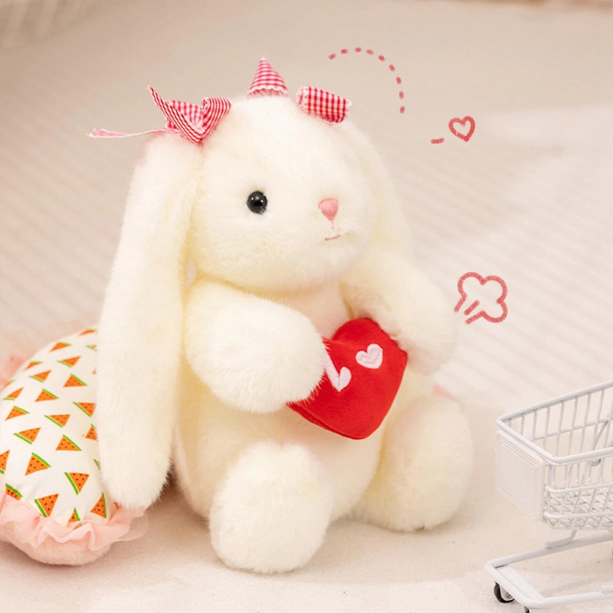 8" Love Bunny Stuffed Animal with Red Heart - Cute Rabbit