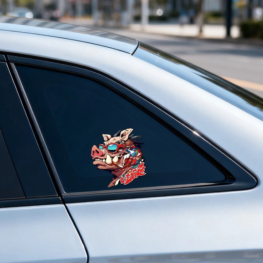 Waterproof Vinyl Stickers for Luggage & Windows - Customizable Pig Design
