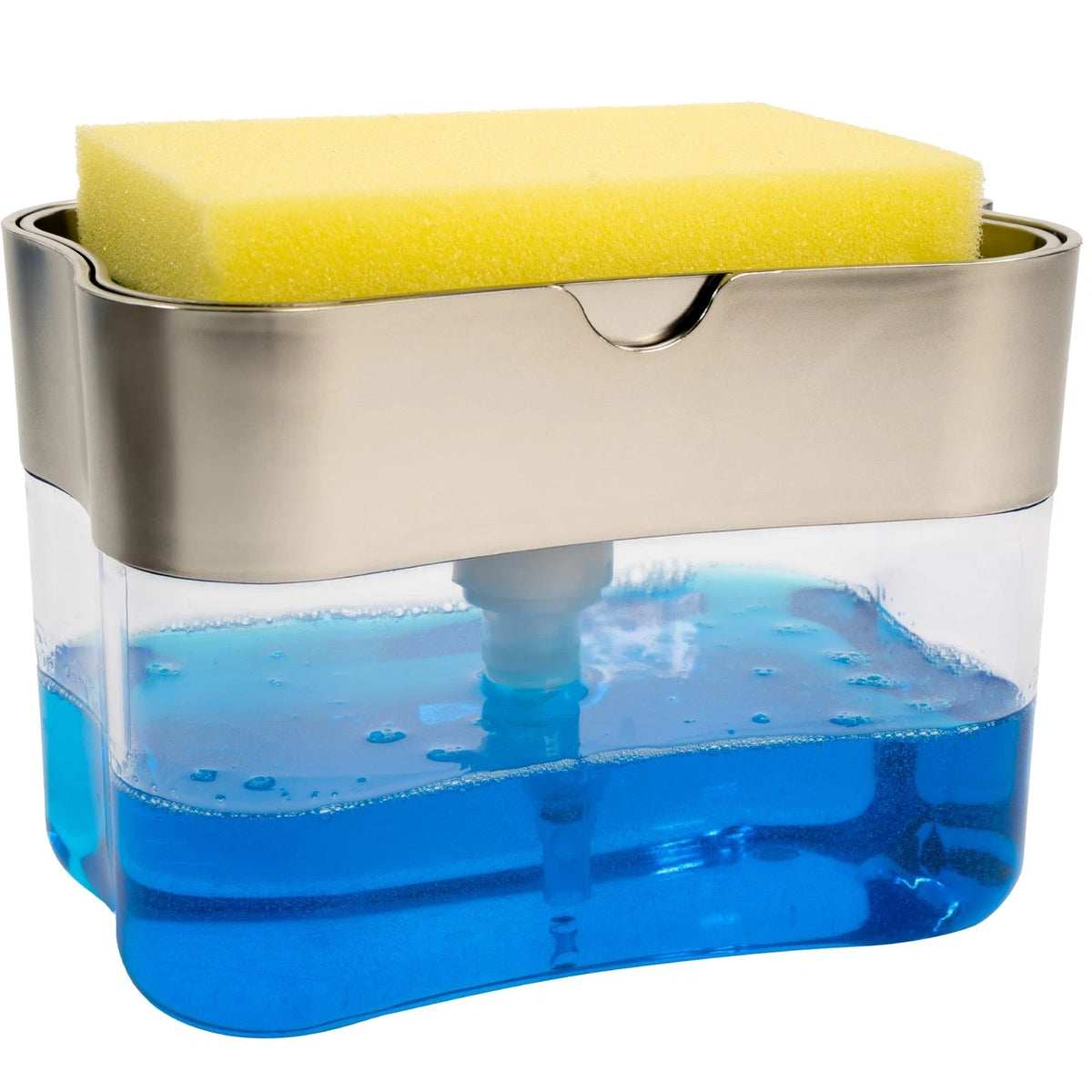 Dish Soap Dispenser and Sponge Holder for 13 oz (Metallic Grey)