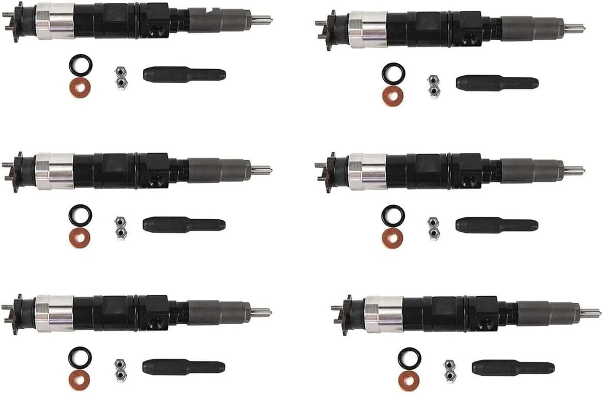 Set of 6 Fuel Injectors 4045T 6068T 095000-6492 for John Deere E210LC E240LC 670G