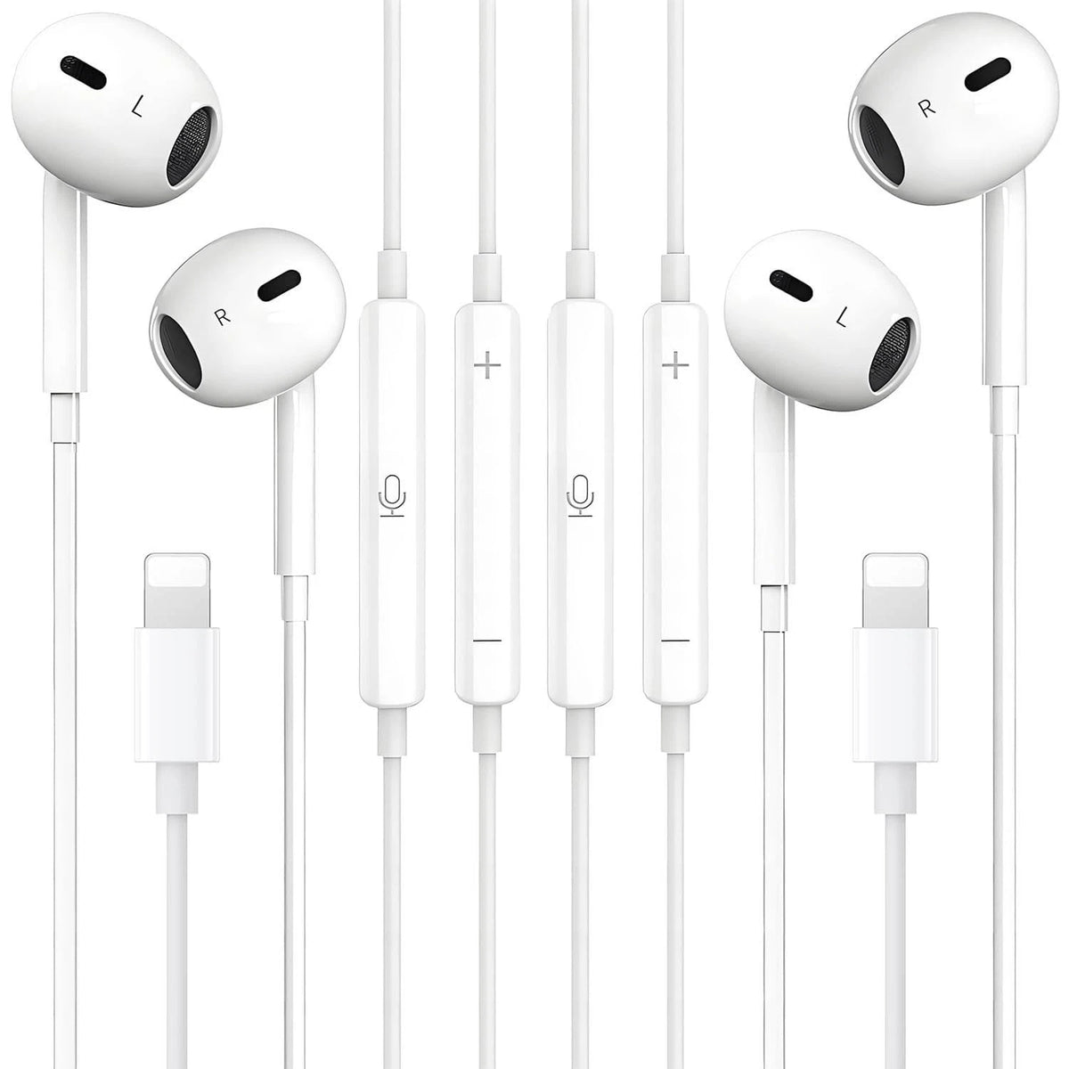 2X Wired Headphones Earbuds Mic NS04 White for iPhone