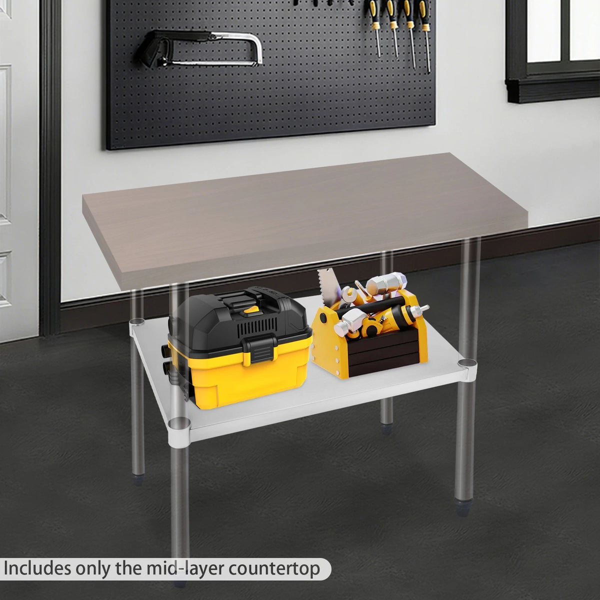Adjustable Stainless Steel Under Shelf for Work Tables (27.95x21.65in)