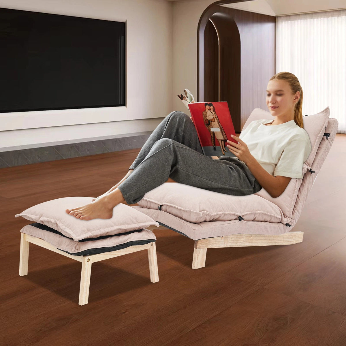 Single Lounge Chair Adjustable Recliner for Balcony (No Part Numbers)