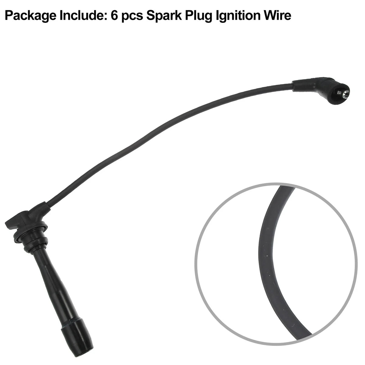 6pcs Spark Plug Ignition Wire for Hyundai Sonata GLS (1999–2001) Black