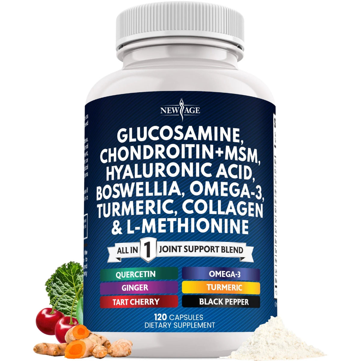 Glucosamine Chondroitin MSM Turmeric Curcumin Supplement 120 Count