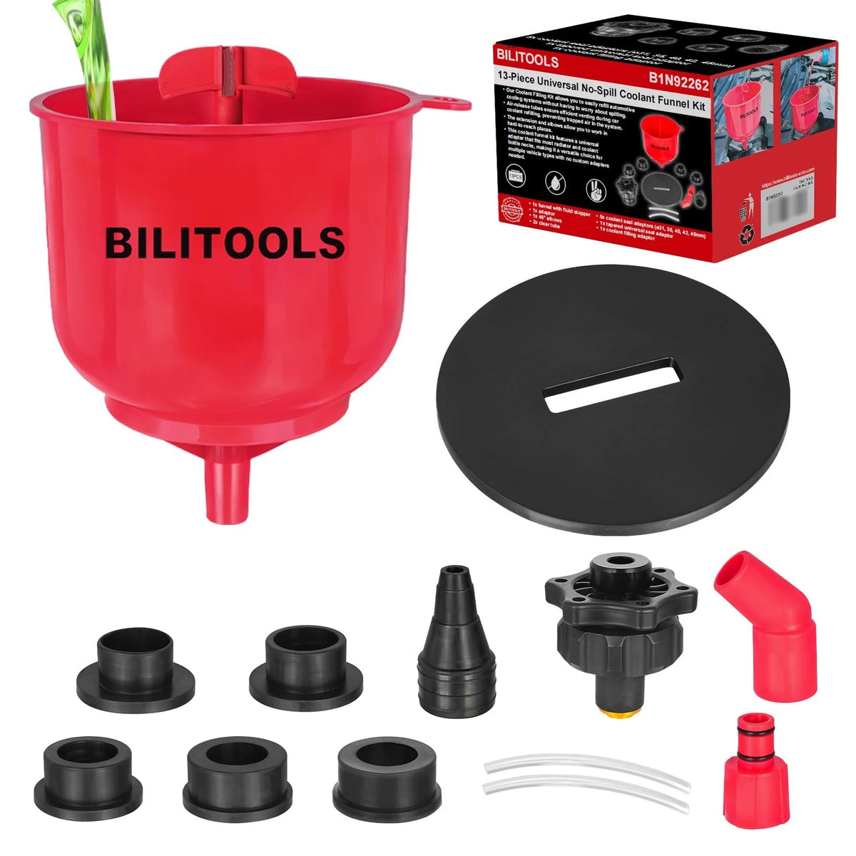 13PCS Universal Coolant Funnel Kit for Radiator Flush and Air Bleeding