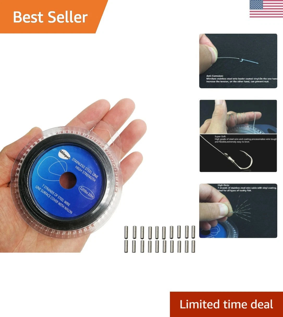 10LB-200LB Fishing Wire Leader for Tough Fish (10 Meter Stainless Steel)