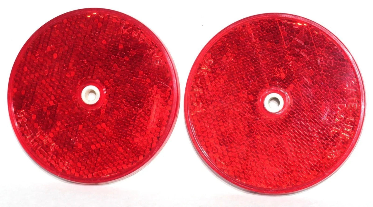 2X Round 3-1/4" Red Acrylic Reflectors for Peterbilt Kenworth Freightliner (80824)