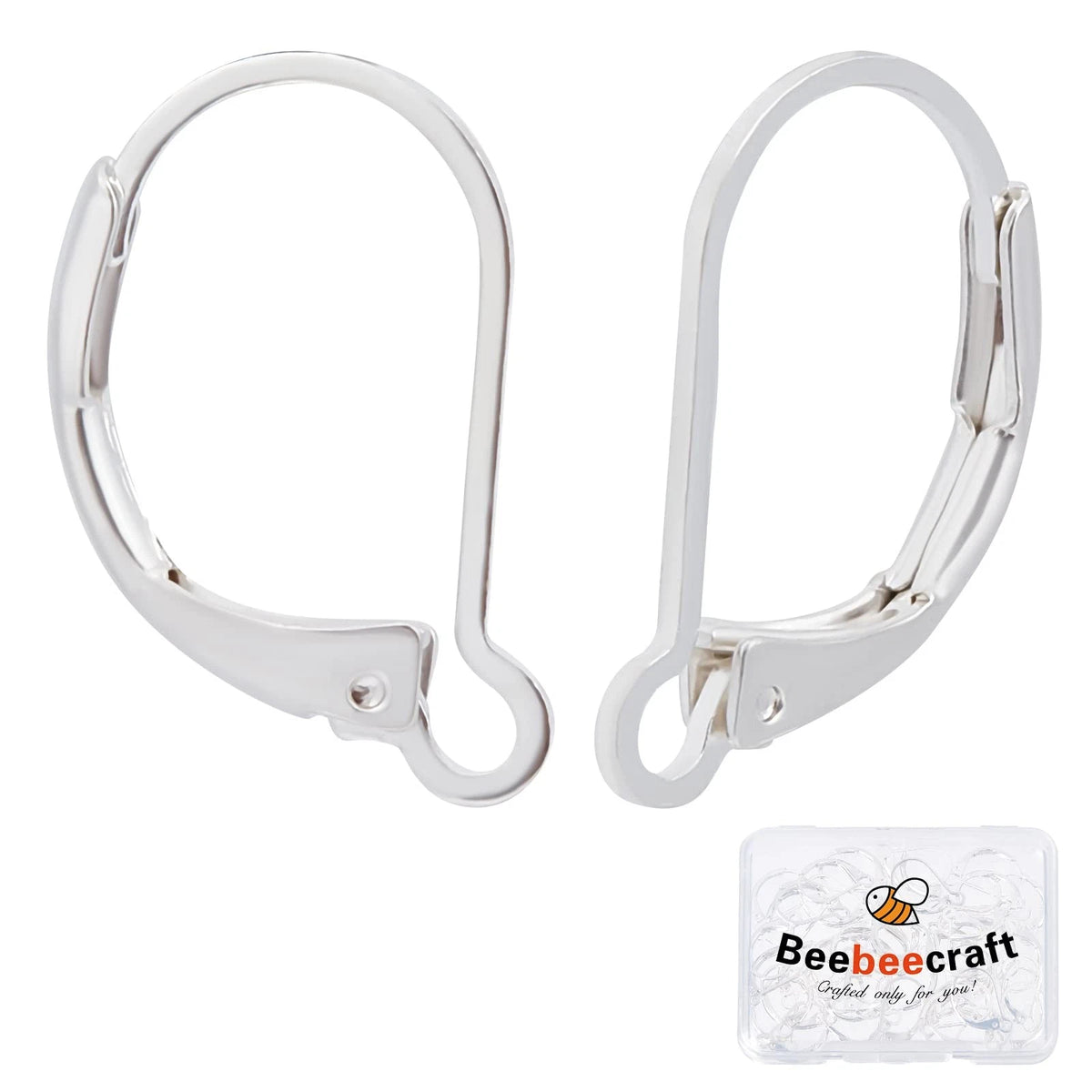50Pcs Leverback Earring Hooks for (15.5x10mm, Silver)