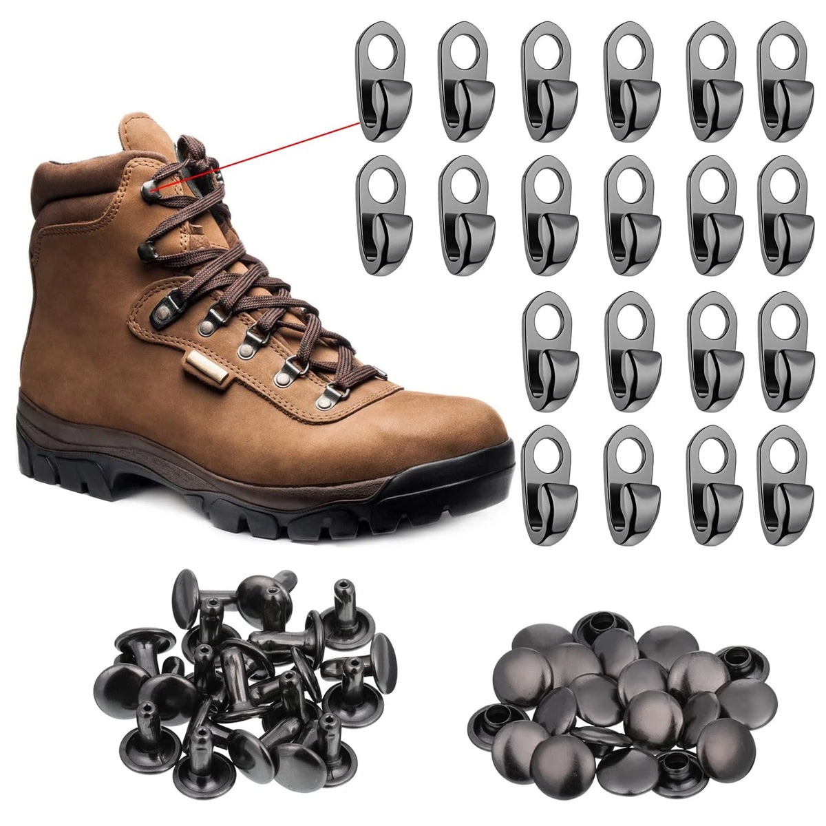 Set of 20 Metal Boot Lace Hooks for