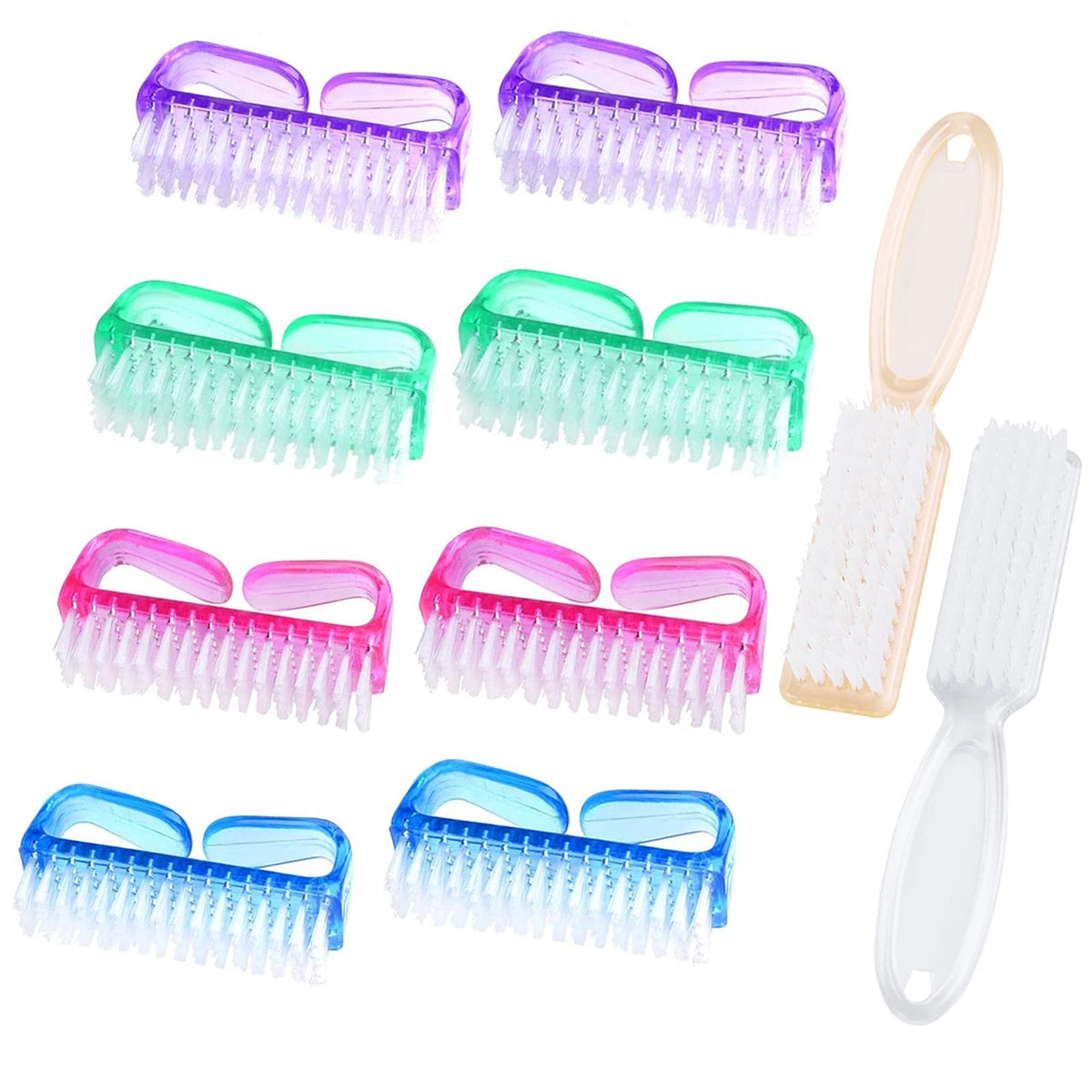 10 Pc Nail Brush Cleaner Set for Fingernail Scrubbing Pedicure Tool