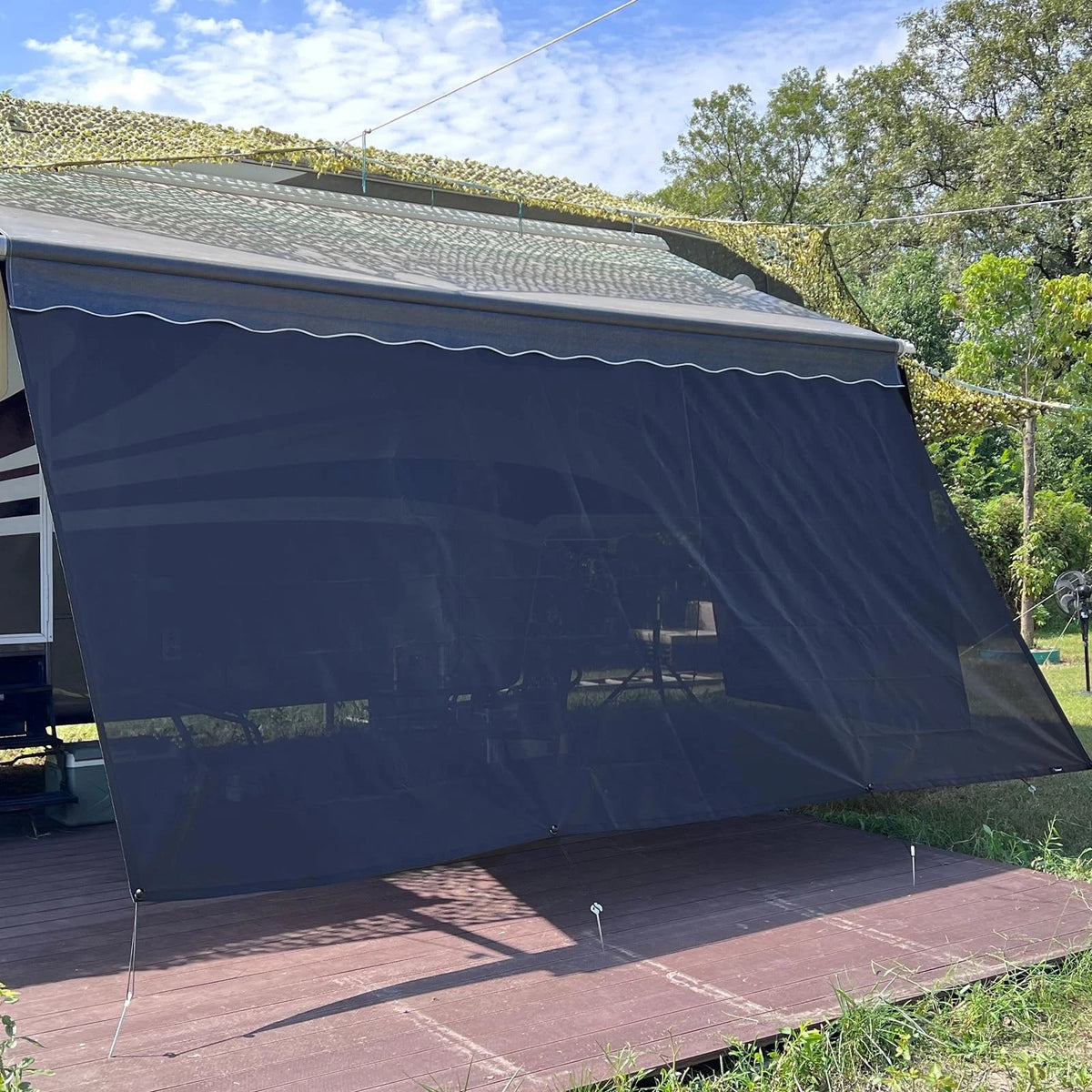 RV Awning Shade Screen 8'x10'3" Black Mesh for Privacy and Comfort