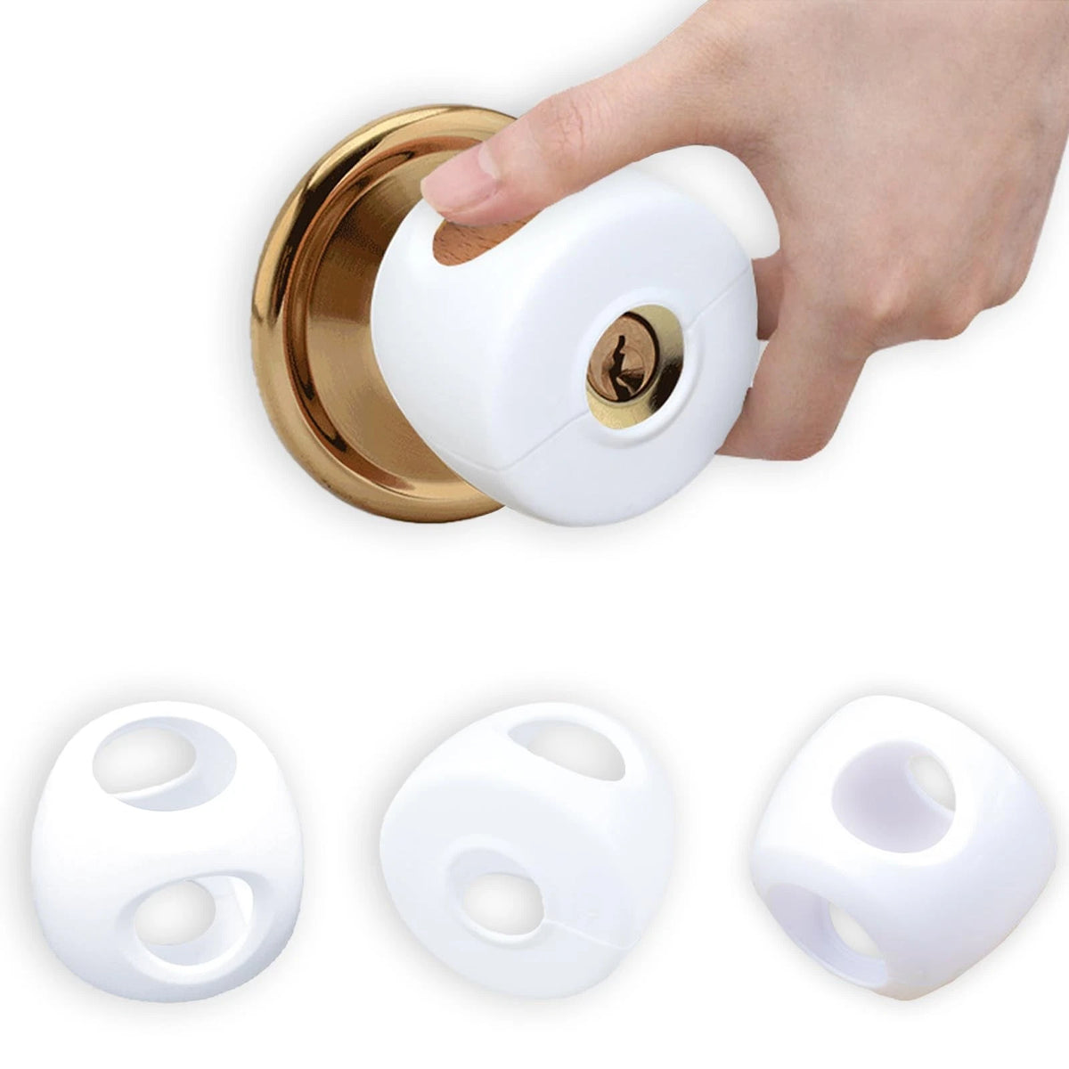 4X Child Proof Door Knob Safety Covers for General Use - White