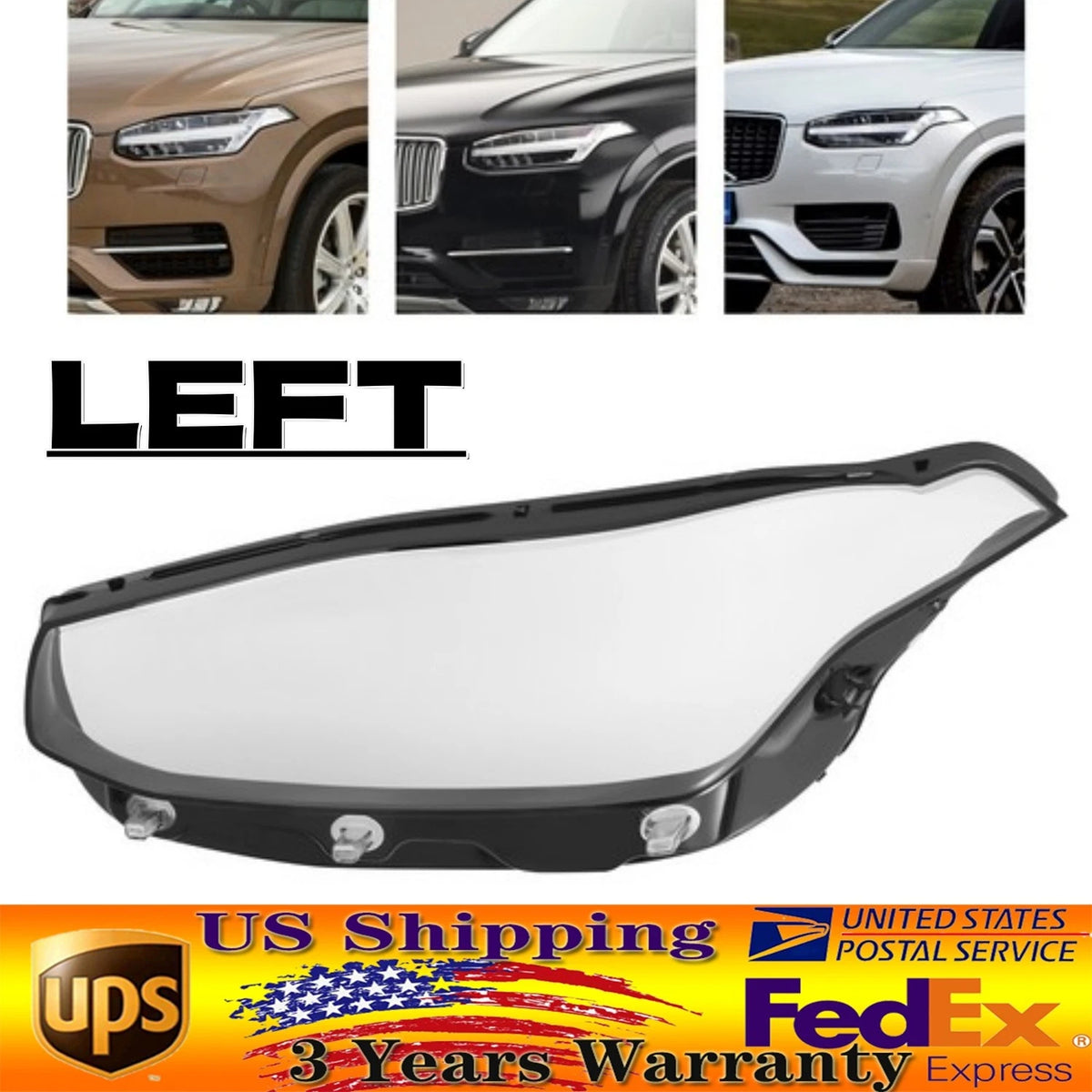 Left Side Headlight for Volvo XC90 (2015–2022) Clear Lens Cover 1PCS