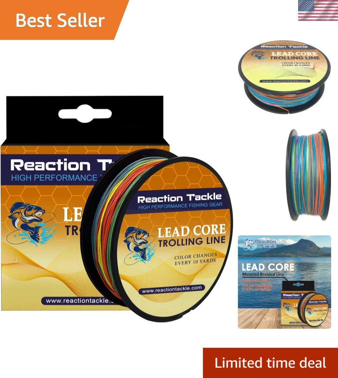 Multi-Color Lead Core Trolling Line - 12lb, 18lb, 27lb, 36lb Options