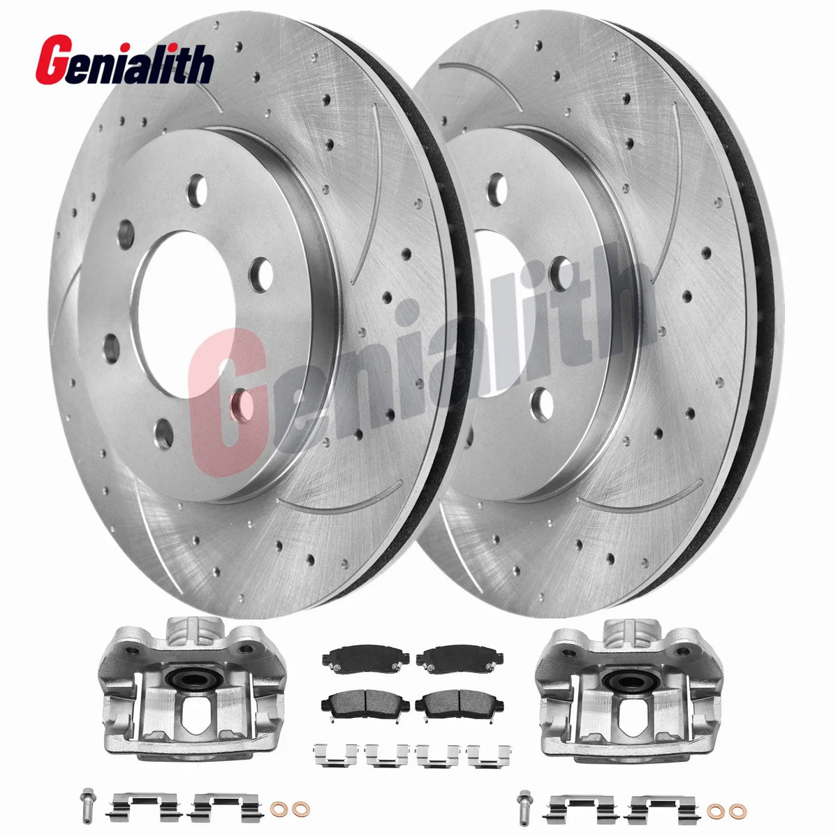 Rear Drilled Rotor & Brake Pads + Calipers for Buick Enclave (2008–2017)