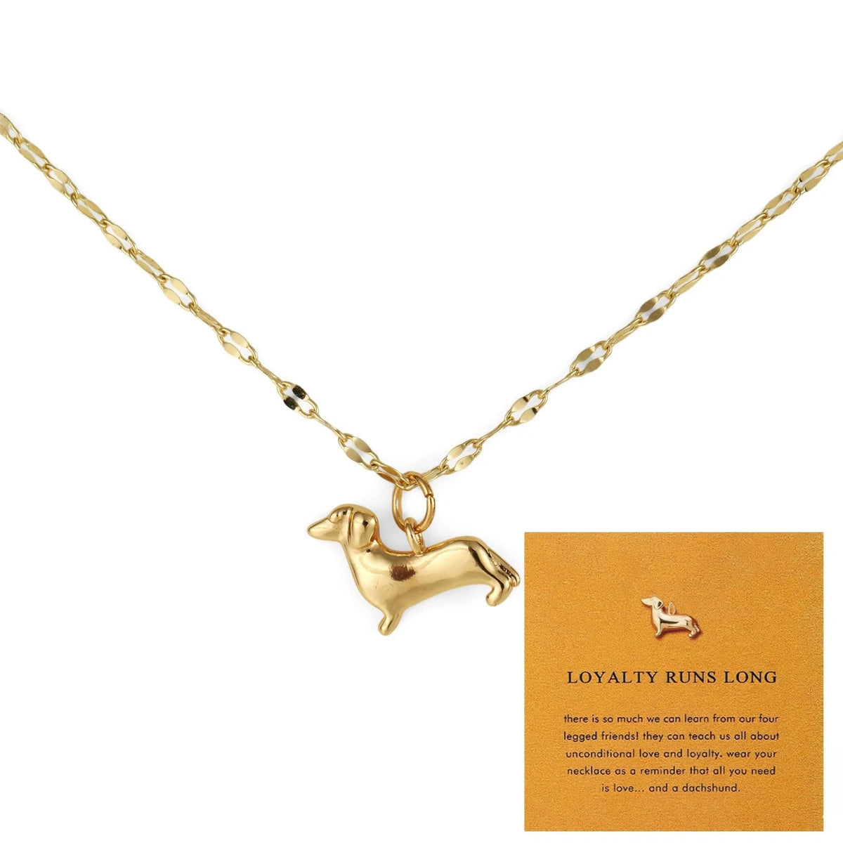 Gold Dog Pendant Necklace for Medium Dogs (18.1in Circumference)