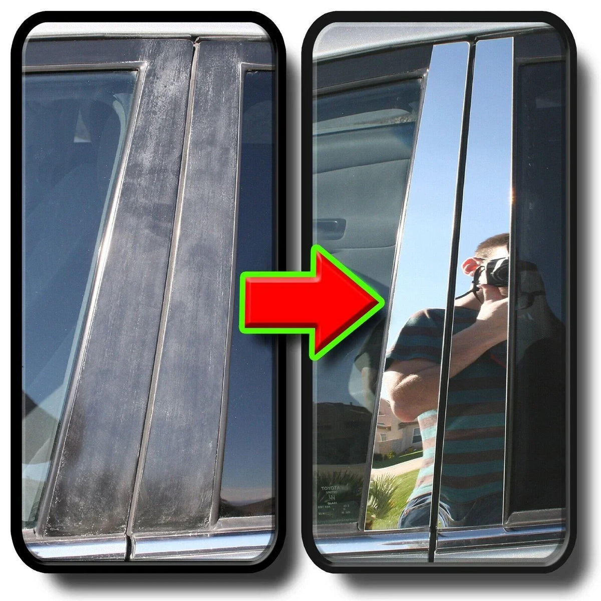 6PCS Chrome Pillar Trim Door Cover Mirrored Post for Acura TL (2004–2008)