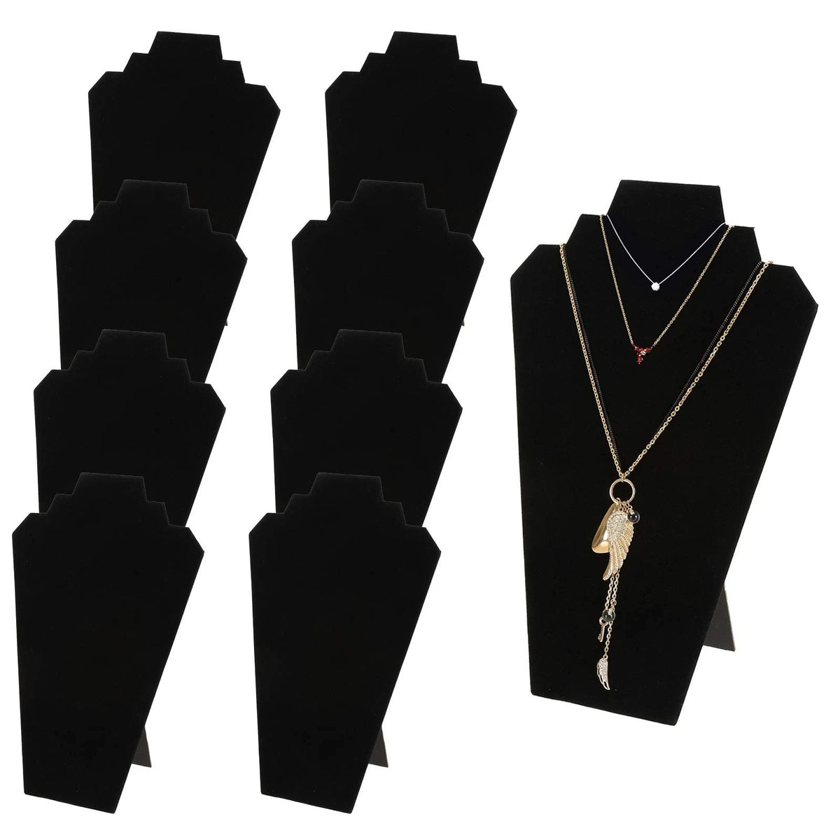 9 Pack Necklace Display for (12.5 Inches, Black Velvet)