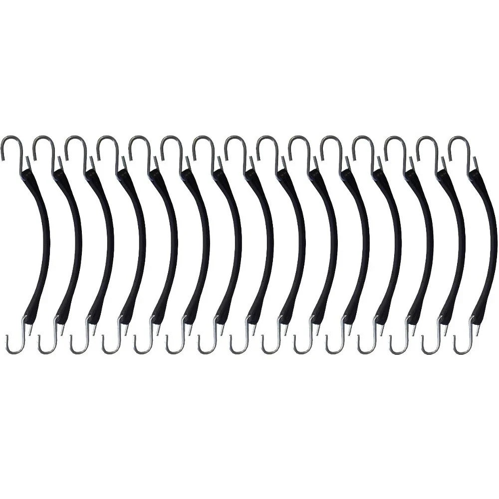 Set of 15 9" Heavy Duty Rubber Tarp Straps with Hooks