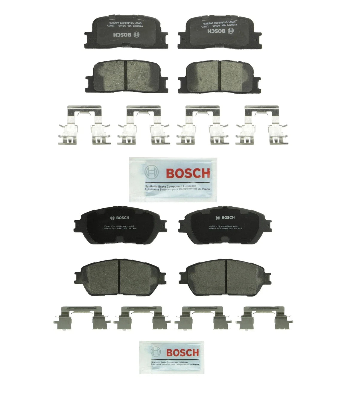 Set of 4 Bosch QuietCast Ceramic Disc Brake Pads for Lexus Toyota V6