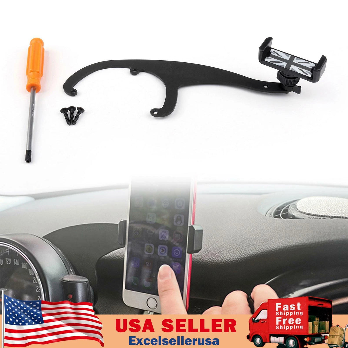 Phone Mount for Mini Cooper R55 R56 (INT-397-A) Rotatable 360 GPS Holder