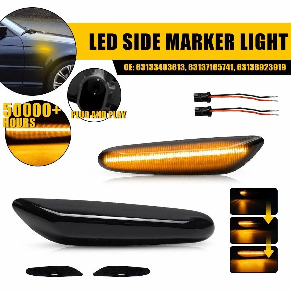 Amber LED Sequential Side Marker Lights for BMW E60 E61 E82 E88 E90 E91 E92 E93