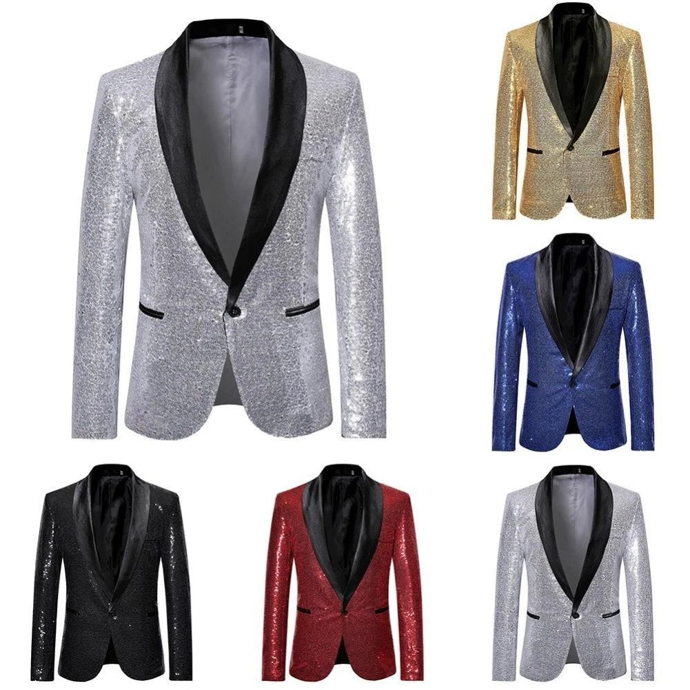 Sequin Glitter Blazer Jacket for Men (Nightclub Party Suit)