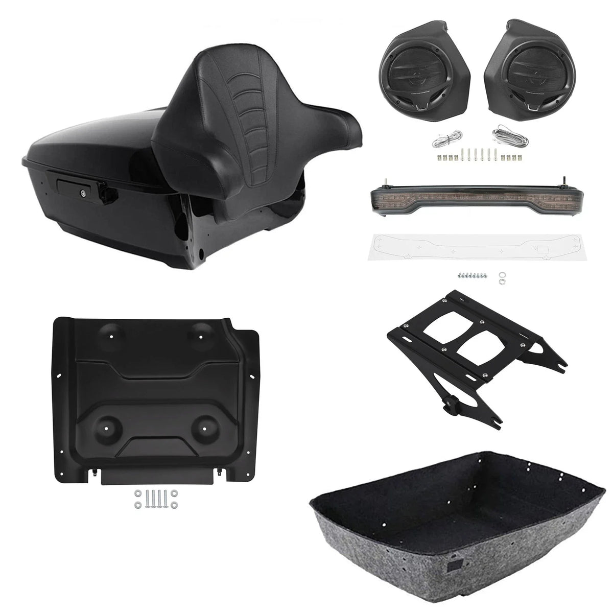 Backrest Speakers Lamp Mount Rack Plate for Harley Touring (2014–2026)