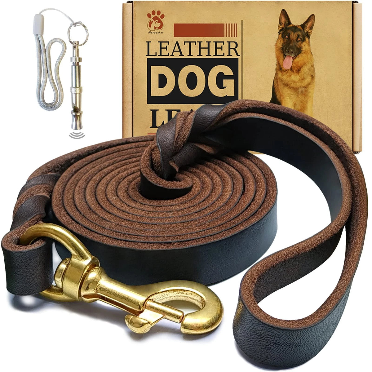 6ft Leather Dog Leash for Universal Use (No Specific Years)