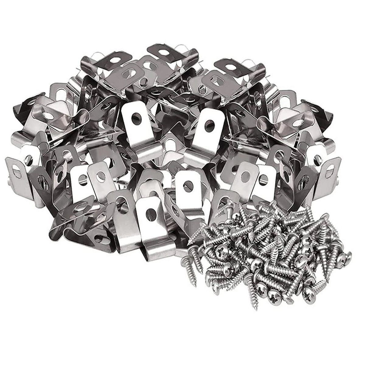 100 Pieces Fence Clamp Mounting Clips with Screws for We...