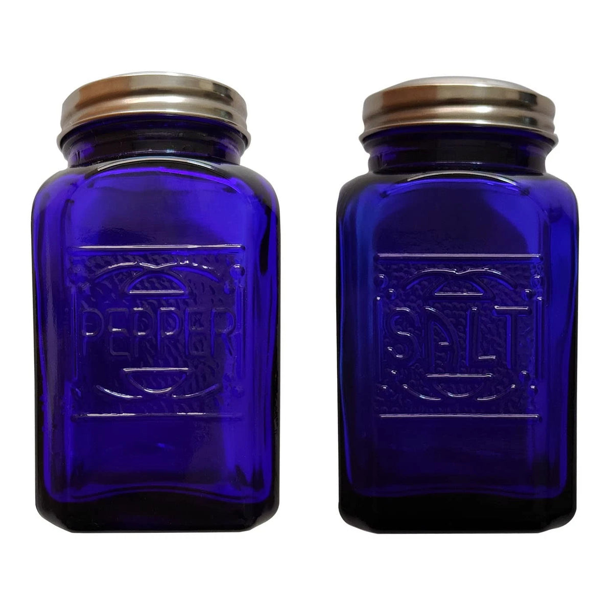 Cobalt Blue Glass Salt and Pepper Shakers for Kitchen (L)