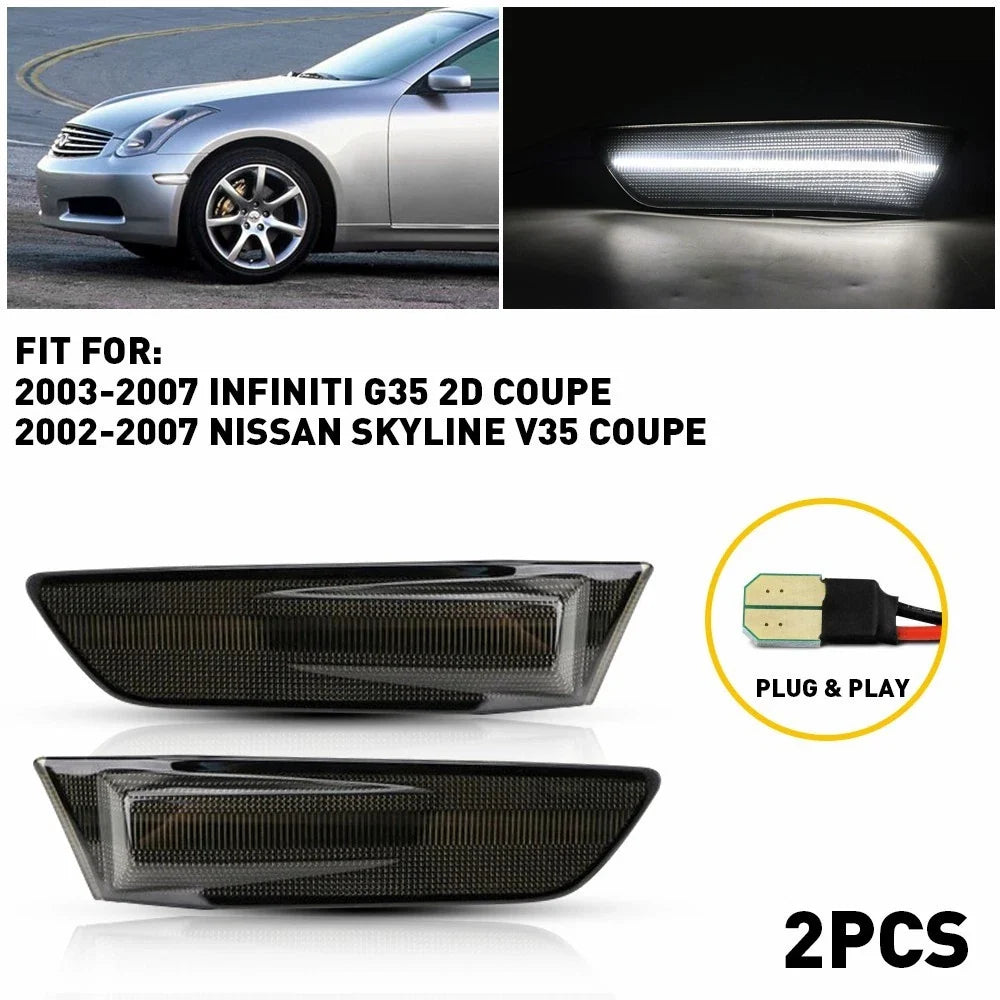 Smoked LED Bumper Side Marker Lights for Infiniti G35 (2003–2006)