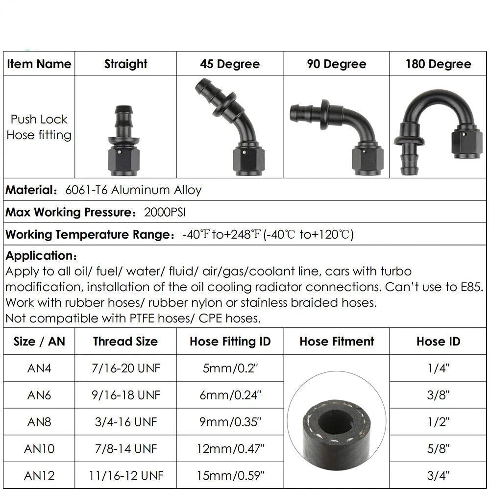 180-Degree Push-On Lock Hose Fitting for 10AN to 5/8 in Barb (2008–2024)