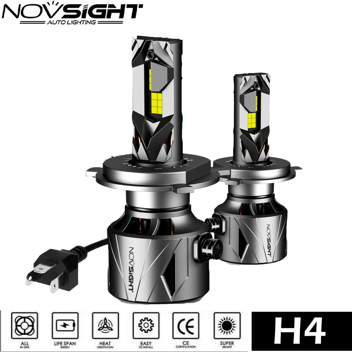 2X NOVSIGHT 9003 H4 LED Headlight Bulbs for High Low Beam (60000LM)